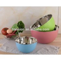 New High quality Stainless steel salad bowl with paint color with Pouring Lip